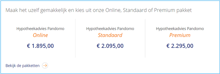 Nieuwe adviestarieven voor hypotheken bij Pandomo Makelaars